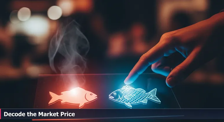 A hand pointing at 'Market Price' on a menu in a Lafayette seafood restaurant, symbolizing tech career uncertainty