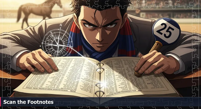 A buyer at Keeneland auction intently studying a catalog's footnotes, representing the detailed analysis of AI salary factors in Lexington-Fayette for 2026.