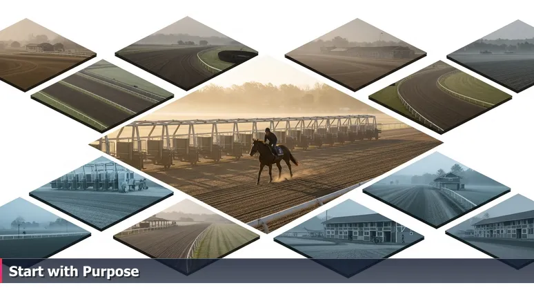 A horse and rider at dawn on a Lexington training track, symbolizing career pathway choices for women in technology.