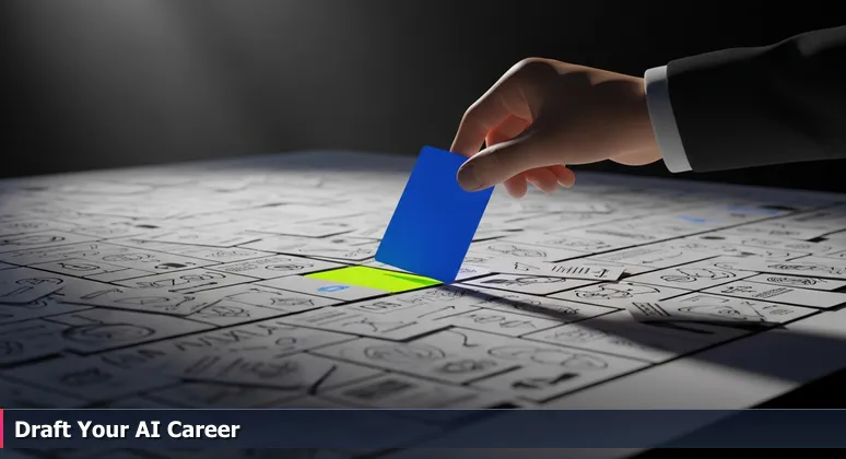 Close-up of a hand placing a color-coded card on a hidden draft board, symbolizing strategic career choices for AI engineers in Columbia, MO.