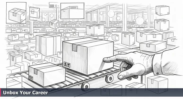 A technician's gloved hand sorting a box on a conveyor belt in the FedEx World Hub, symbolizing career evaluation in Memphis tech