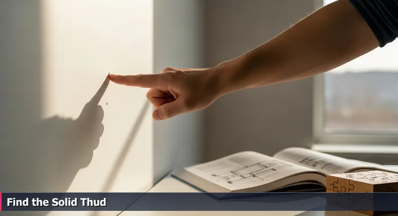 A close-up of a hand tapping on a wall to find hidden studs, symbolizing the search for key cybersecurity roles in Memphis's 2026 job market.