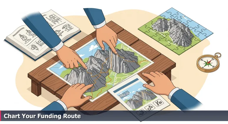 Hands tracing a topographic map at a Boulder trailhead kiosk, symbolizing the navigation of funding options for tech training with scholarships and grants.