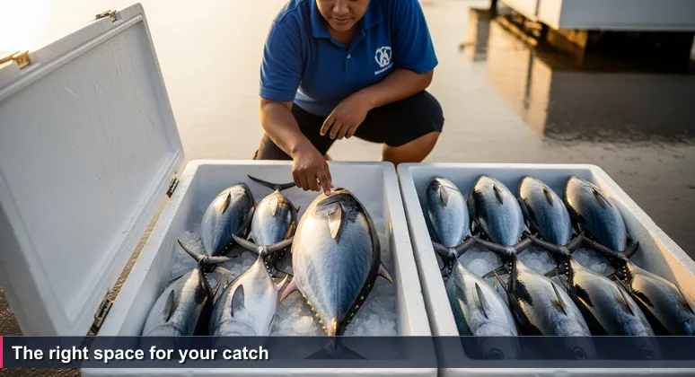A buyer at Apia fish market examining a skipjack tuna, symbolizing the need to choose the right coworking space.
