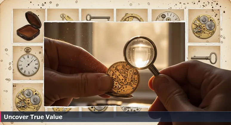 Close-up of hands using a loupe to examine antique clock gears, symbolizing the appraisal of tech compensation packages in Providence.