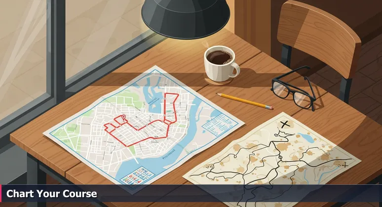 Two maps side-by-side: a precise city map and a creative treasure map, representing tech career paths in Providence, RI.