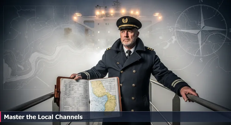 A gritty Providence harbor pilot holding local tide charts, symbolizing essential hyperlocal cybersecurity expertise for the job market.