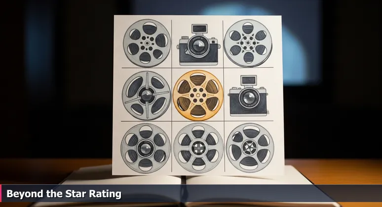A film critic's notebook open with detailed notes on one page and a star rating on the other, symbolizing the full picture behind Modesto's salary rankings.