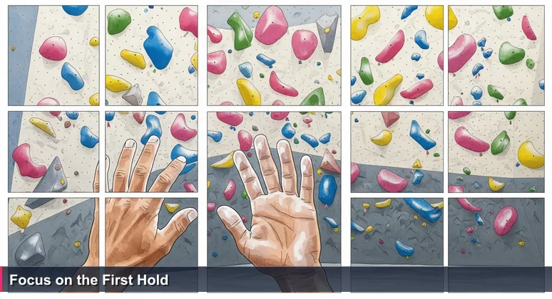 A climber's hands poised before a colorful climbing wall, symbolizing strategic entry into tech careers in The Woodlands, TX.