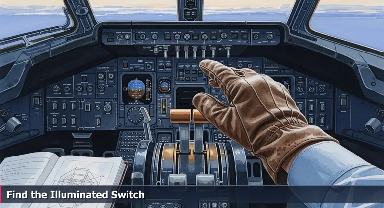 A pilot's hand poised over a control panel with one glowing switch, representing the key to funding tech training in Olathe, KS.