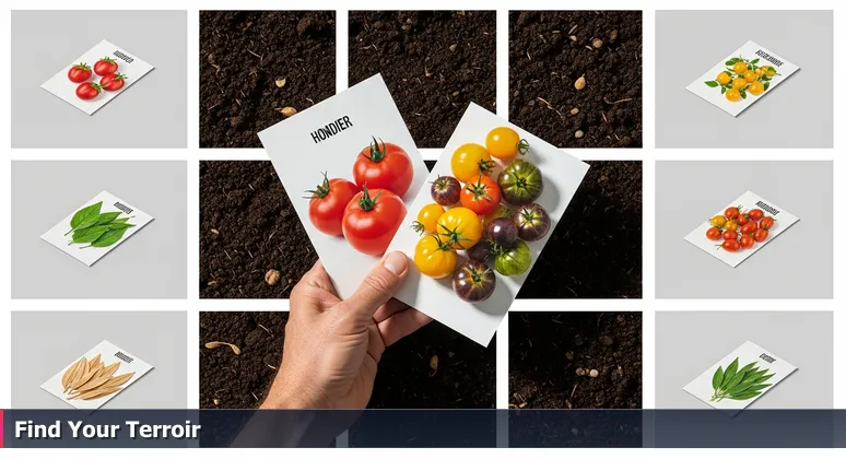 A close-up image of weathered hands holding two different tomato seed packets in rich soil, symbolizing the choice between AI career paths in Olathe, KS.