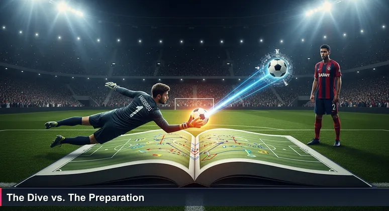 Goalkeeper diving to save a penalty at a packed Turkish stadium, symbolizing preparation and reaction in cybersecurity careers.