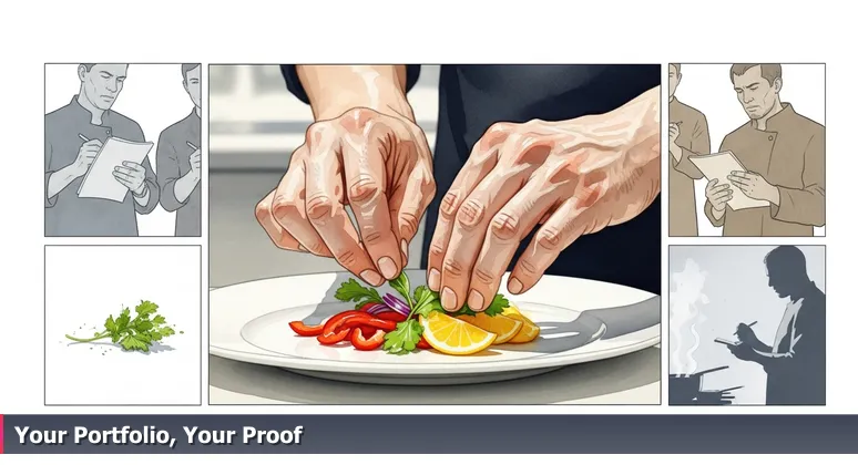 A chef's hands carefully plating vibrant ingredients on a white plate in a kitchen competition, symbolizing skill-focused tech careers in Salt Lake City's 2026 job market.