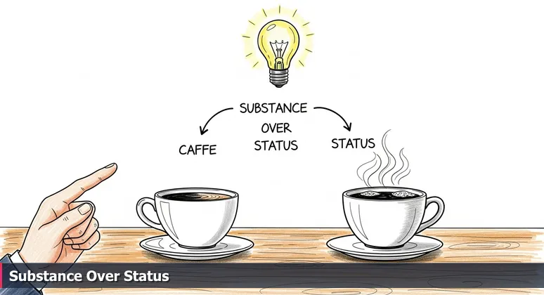 A person's hand choosing between a trendy expensive coffee cup and a substantial affordable mug, symbolizing the tech career decision between high-cost hubs and Lancaster's value.