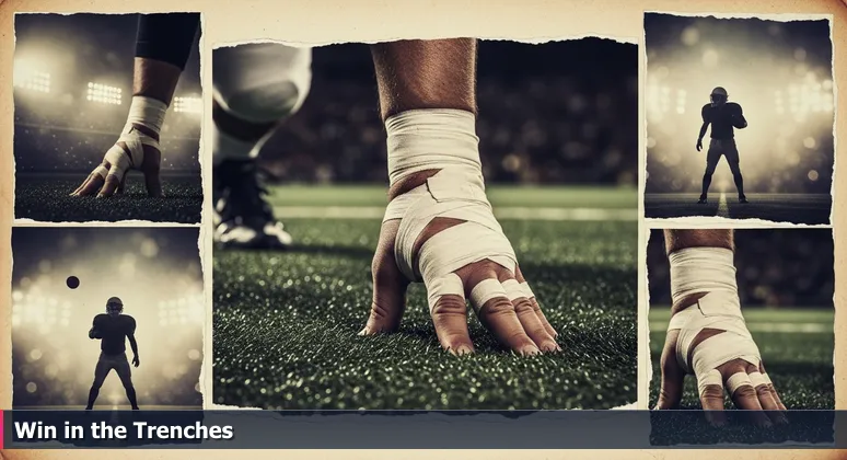 Close-up of a football lineman's hands on the turf before the snap, symbolizing the foundational AI job opportunities in Pittsburgh.
