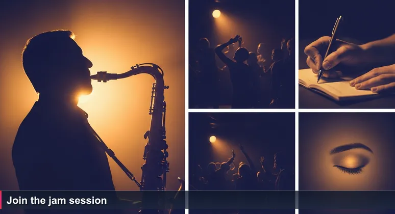 A saxophonist performs in a dimly lit jazz club while a critic scores the solo in a notebook, symbolizing the balance between ranking and improvisation in San Marino's coworking ecosystem.