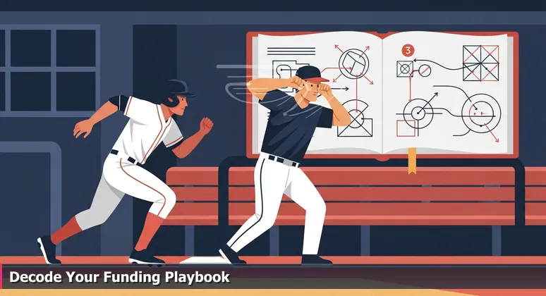 A baseball runner intently watching the coach's hand signals, symbolizing the journey to secure funding for tech education in Lubbock, TX.