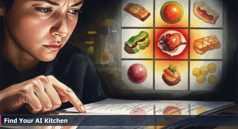 A person in a Lubbock-style diner examining a menu with subtle AI and tech icons, symbolizing career choices for AI engineers in 2026.