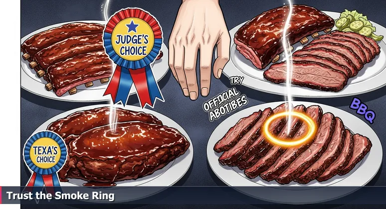 A hand hovering between two plates of Texas BBQ at a Lubbock restaurant, symbolizing the choice between AI bootcamps based on hype versus substance.