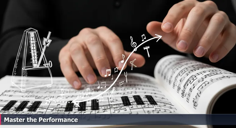 Close-up of pianist's hands hovering over piano keys with AI code on sheet music, symbolizing the transition from learning to building AI projects in Hialeah, Florida.