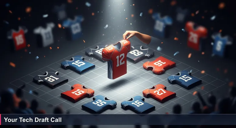 A young athlete on the NFL draft stage holding a jersey with confetti, symbolizing the high-stakes valuation of tech careers in San Jose's competitive market.