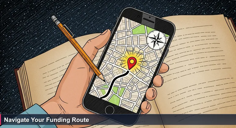 A hand holding a smartphone at night, screen showing a navigation app with routes leading to a destination pin in Silicon Valley, one route highlighted.