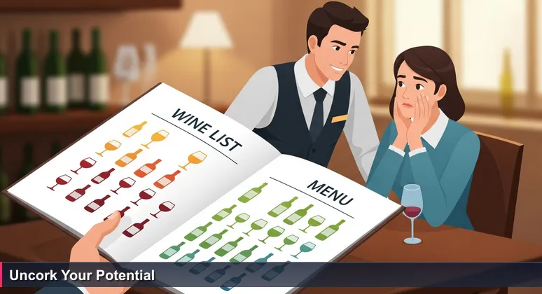 A hand holding a 'Top 10 Wines of the Central Coast' menu with a sommelier in the background, symbolizing personalized AI bootcamp selection for Santa Maria learners.