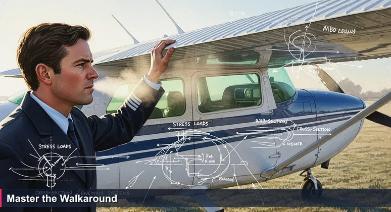 A pilot inspecting a Cessna aircraft on a Wichita airfield, symbolizing the deep inspection needed for an AI career in 2026.