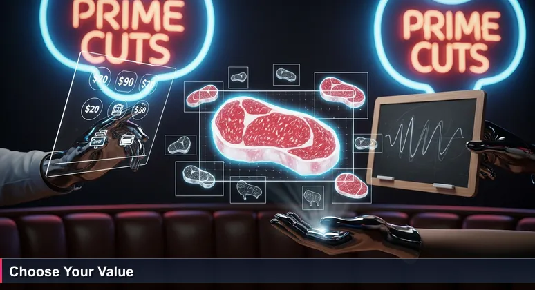 Close-up of hands holding a standard menu and a chalkboard specials menu in a Wichita steakhouse, symbolizing the choice between salary rankings and detailed compensation packages.