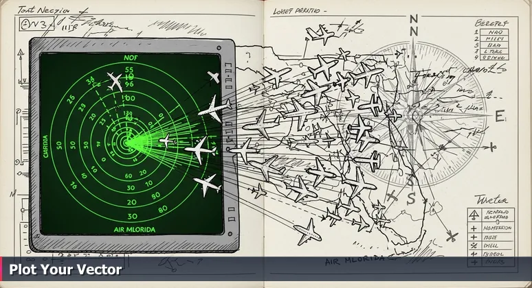 Air traffic control radar screen at Fort Lauderdale-Hollywood Airport with glowing aircraft icons symbolizing diverse cybersecurity career paths in South Florida.