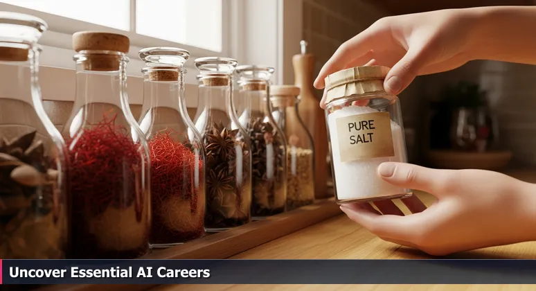 Hands in a Fort Lauderdale kitchen reaching past exotic spices to grab a salt jar, symbolizing essential AI careers in everyday industries.