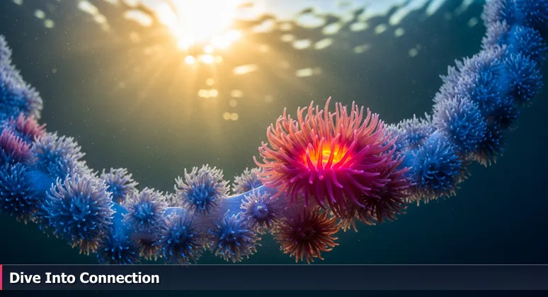 A vibrant underwater coral reef with sunlight filtering through, symbolizing the interconnected women-in-tech network in Fort Lauderdale, Florida.