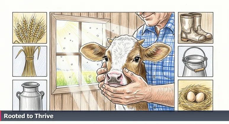 A farmer at Weld County Fair examines a calf, symbolizing the assessment of AI startups in Greeley's tech growth.