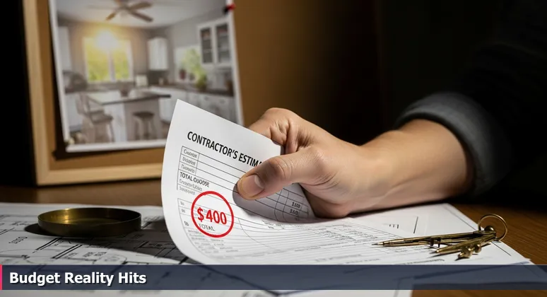 Close-up of a hand gripping a contractor's estimate with a shockingly high cost circled in red, symbolizing the financial reality of planning a tech career move to Greeley, CO in 2026.