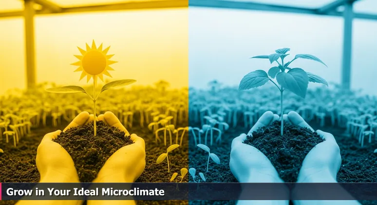 A gardener's hands carefully choosing between two seedlings in a vibrant greenhouse, symbolizing the choice of coworking spaces for tech startups in Raleigh.