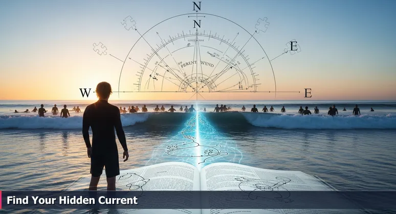 A surfer at dawn on a San Diego beach focusing on ocean currents, symbolizing navigation of cybersecurity career opportunities in 2026.