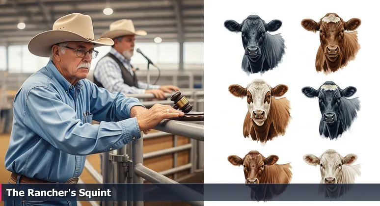 A Texas rancher squinting to assess livestock at the Fort Worth Stockyards auction, symbolizing careful evaluation of AI bootcamps.