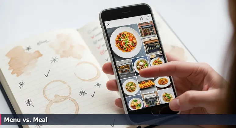 A hand holding a smartphone over a top 10 list, with a messy notebook of personal notes in the background, symbolizing career choice beyond rankings.