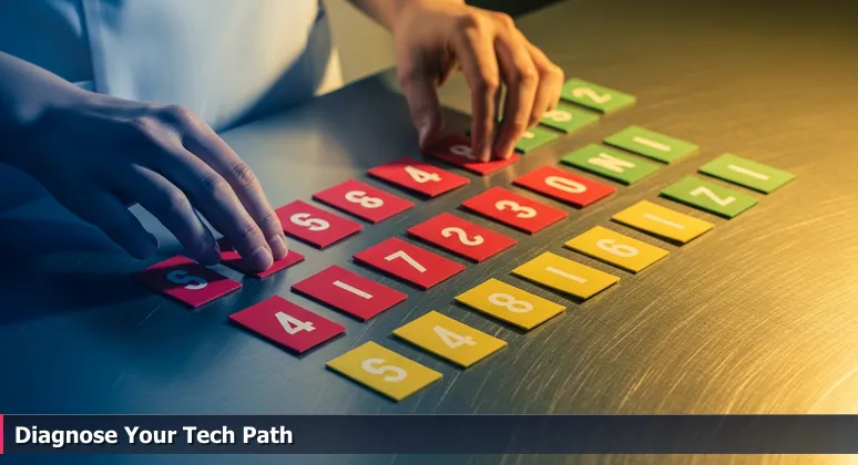 A nurse's hands sorting urgent color-coded forms in an ER, symbolizing career triage for tech jobs in Murfreesboro, TN.