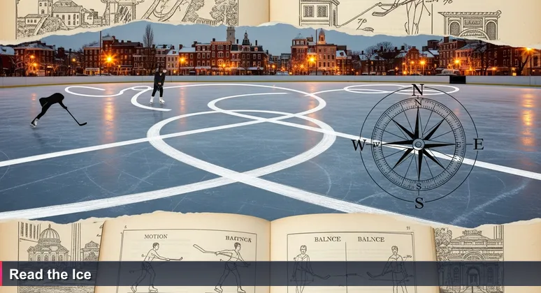 Winter scene at Worcester Common Oval skating rink with ice trails symbolizing cybersecurity career paths in Worcester, Massachusetts