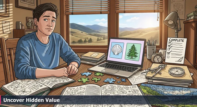 A professional in a Billings home office thoughtfully comparing AI job offers on a laptop, with Montana foothills visible through the window.