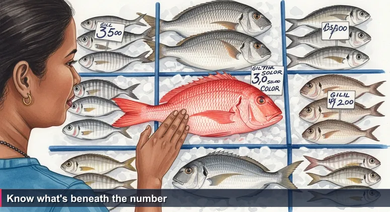 A Seychellois woman at Victoria Market choosing between two fish, symbolizing that salary isn't everything in a tech career.