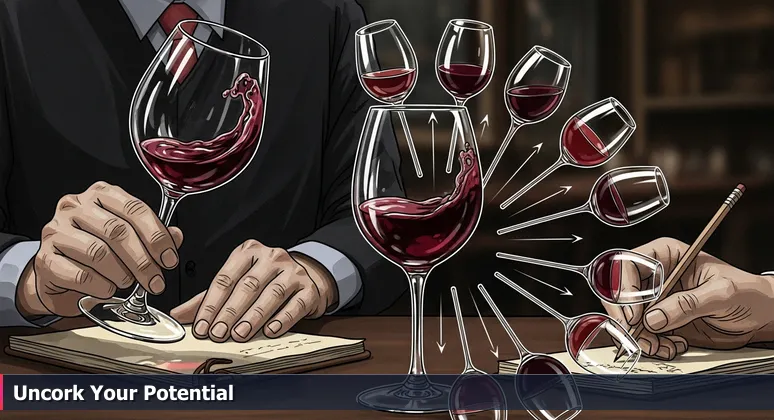 A sommelier's hands swirling red wine in a dim restaurant, representing the careful evaluation of top AI engineering careers in Newark, NJ for 2026.