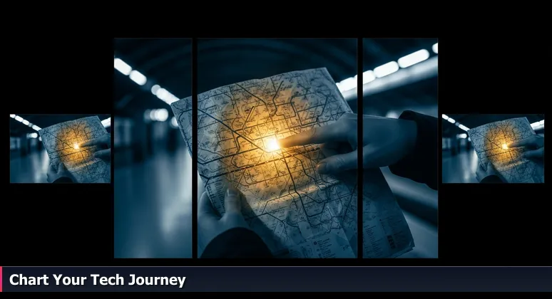 Close-up of anxious hands holding a crumpled subway map at Newark Penn Station, symbolizing the overwhelm of navigating tech career options in Newark's 2026 job market.