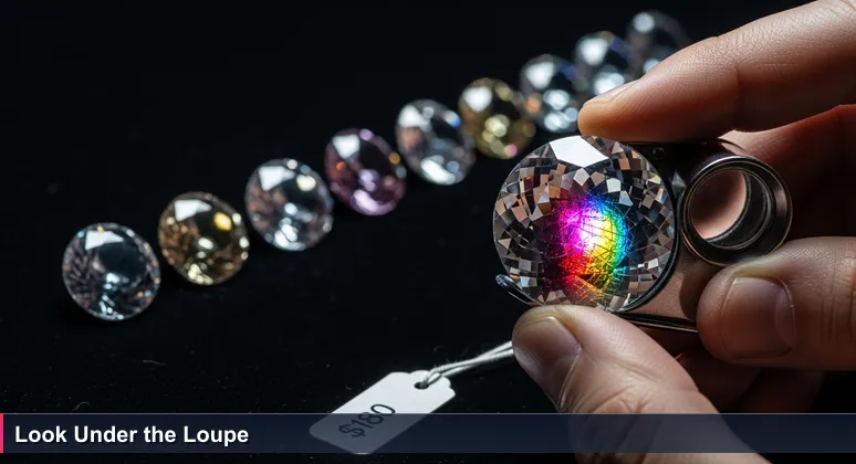 A gemologist's hands using a loupe to inspect a multifaceted gemstone, symbolizing the appraisal of tech career value in Surprise, Arizona.