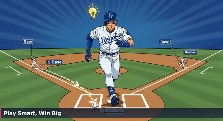 A Kansas City Royals player executing a sacrifice bunt on a baseball field, symbolizing strategic tech career choices in Kansas City with focused execution.
