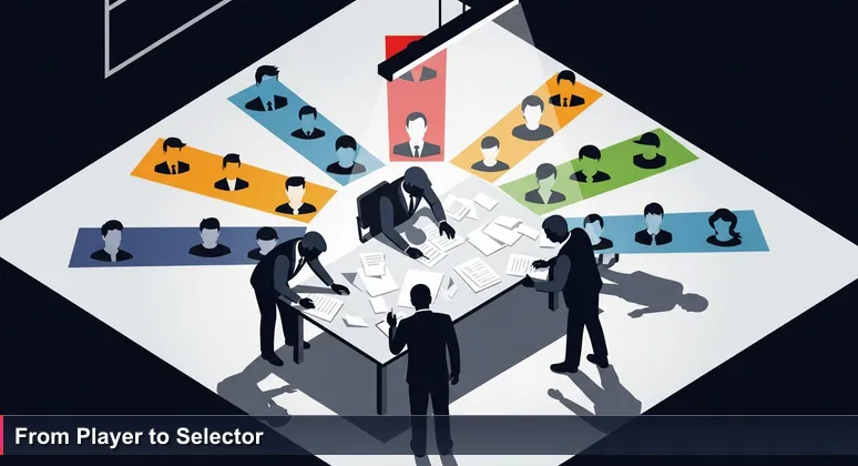 A cricket selection committee room in Pakistan with selectors debating over player statistics papers, symbolizing the ranking of tech companies by salary for 2026.