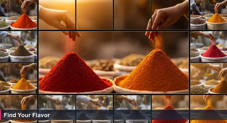Close-up of hands hesitating over vibrant red and orange spice piles in a Karachi bazaar, symbolizing career choices for junior developers in Pakistan's tech market.