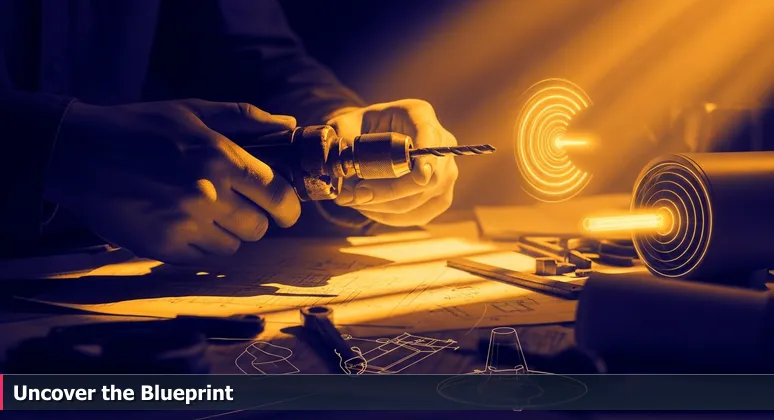 Hands inspecting a vintage tool on a workbench with blueprints and sunlight in an industrial space, symbolizing Clarksville's hidden tech opportunities.