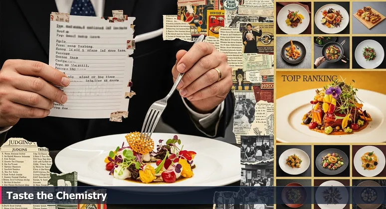A cooking judge's hand holding a recipe card and fork over a plated dish, symbolizing the choice between lists and real experience in Clarksville's tech coworking spaces.